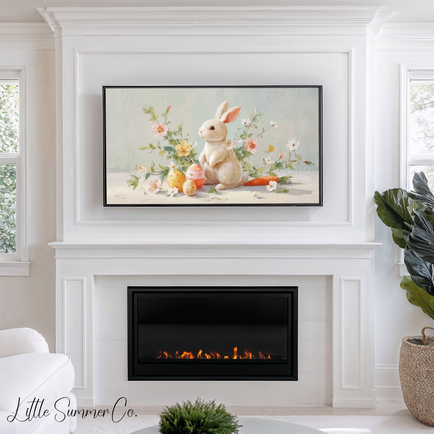 Bunny With Easter Eggs Frame TV Art displayed on a TV