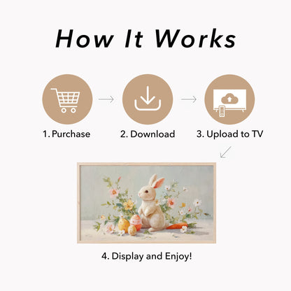 Bunny With Easter Eggs Frame TV Art displayed on a TV