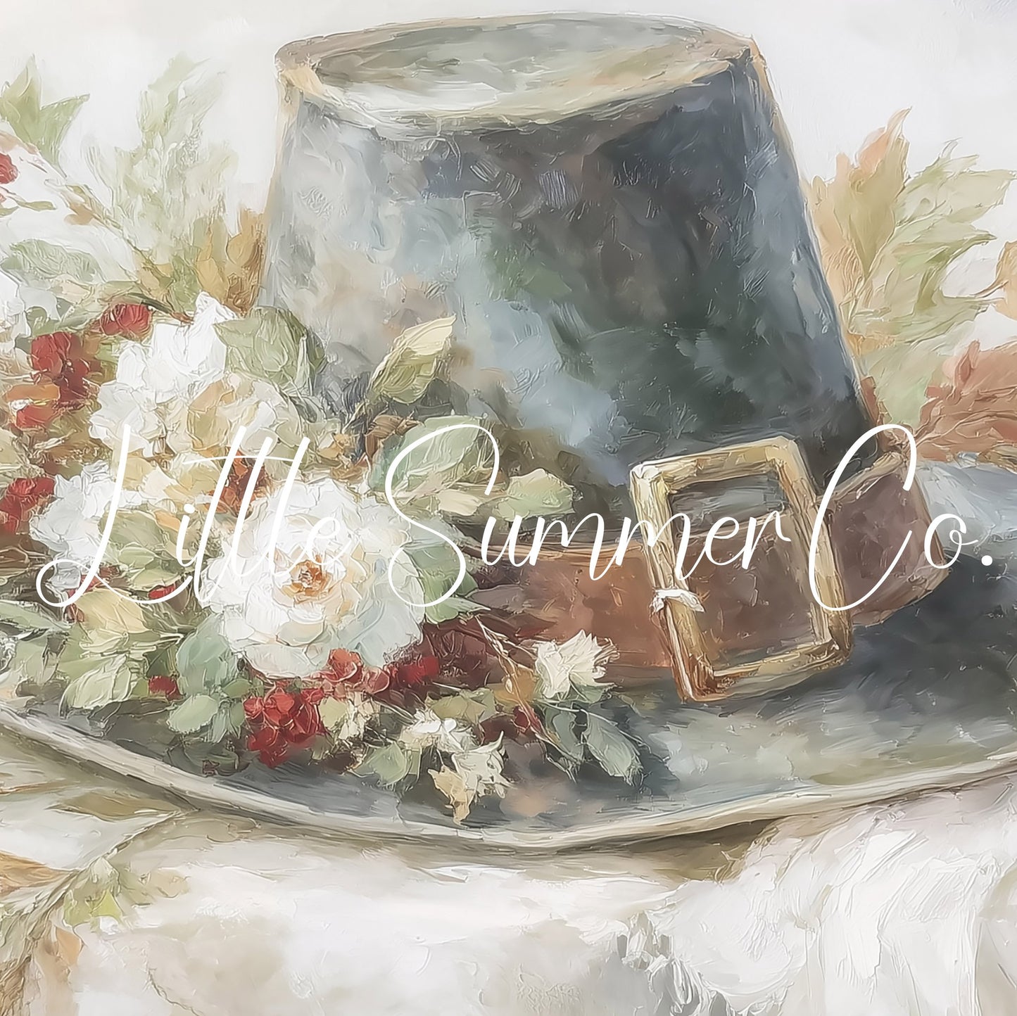 Pilgrim Hat Flowers Frame TV Art displayed on a TV