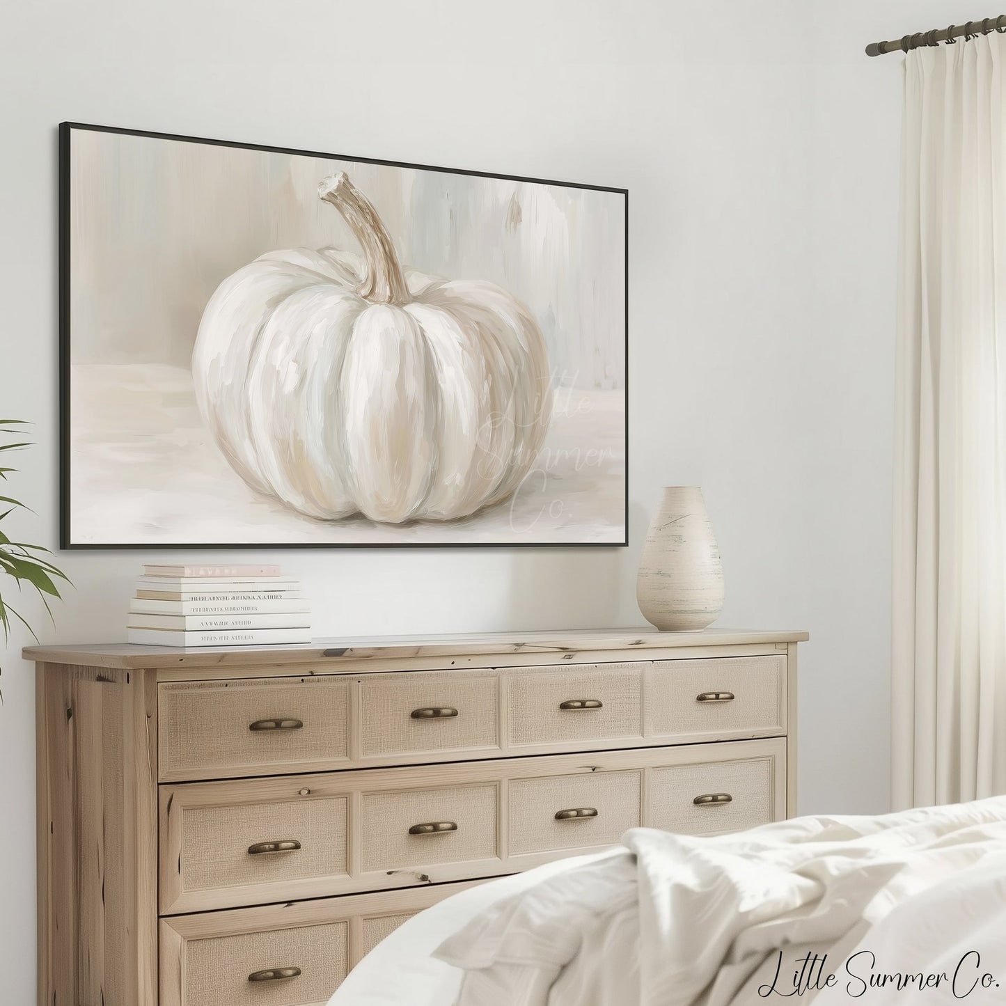 White Pumpkin Frame TV Art displayed on a TV