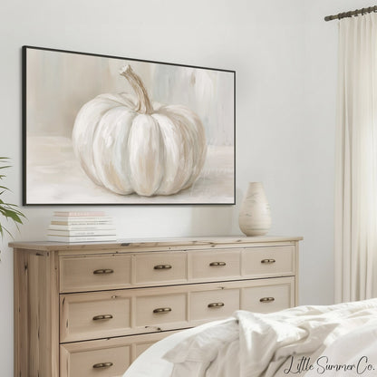 White Pumpkin Frame TV Art displayed on a TV