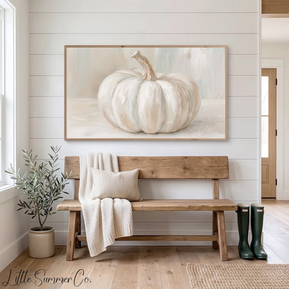 White Pumpkin Frame TV Art displayed on a TV