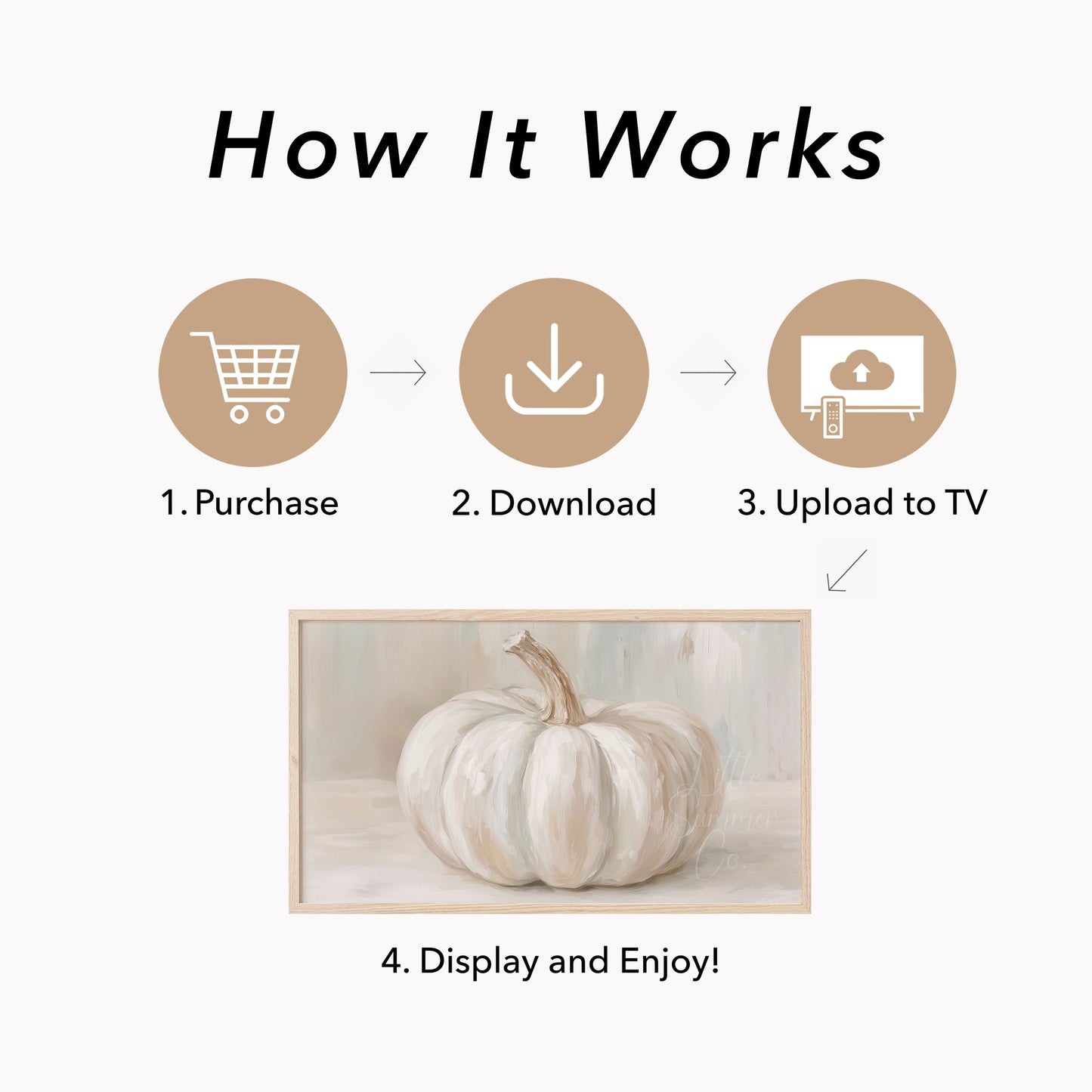 White Pumpkin Frame TV Art displayed on a TV