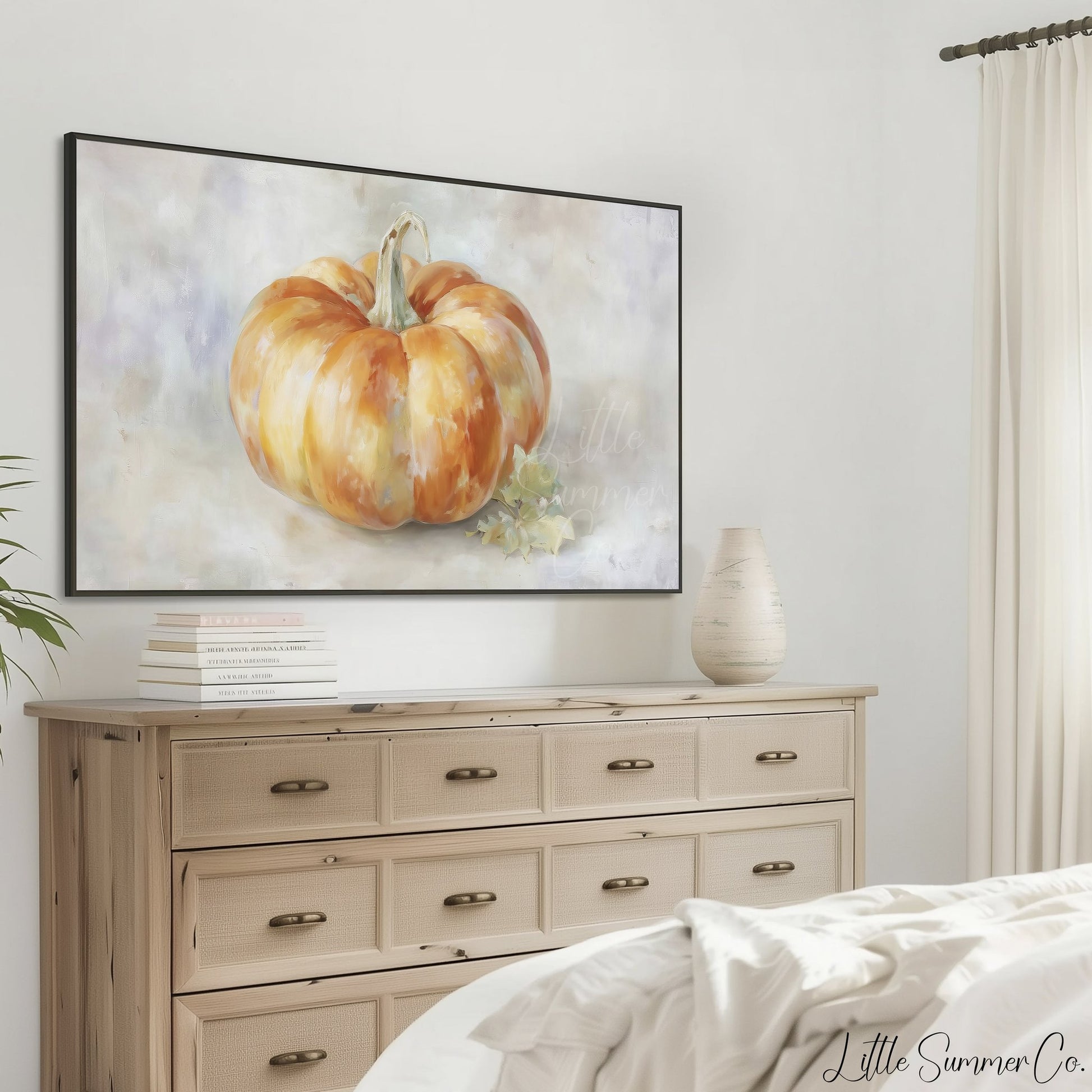 Pumpkin Frame TV Art displayed on a TV