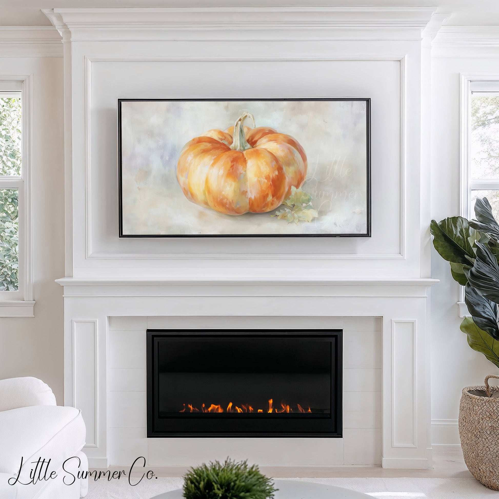 Pumpkin Frame TV Art displayed on a TV