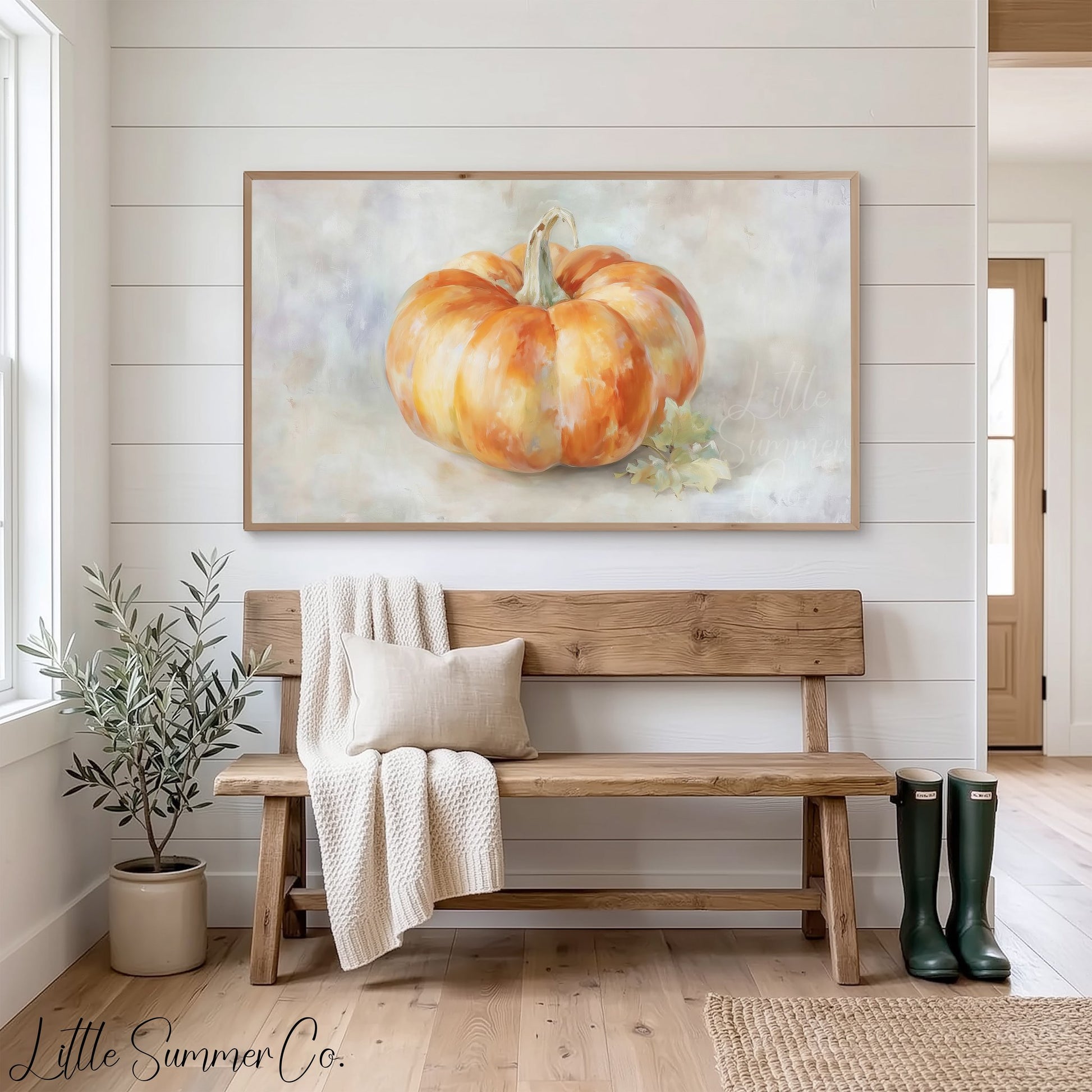 Pumpkin Frame TV Art displayed on a TV