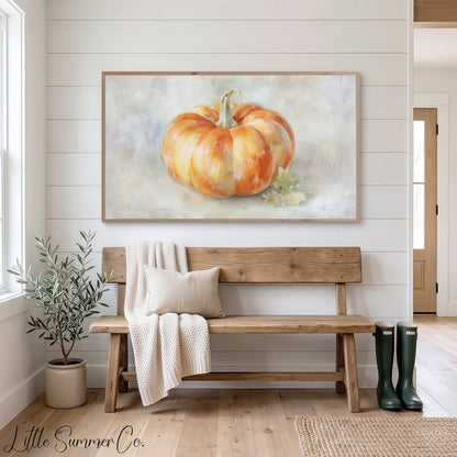 Pumpkin Frame TV Art displayed on a TV