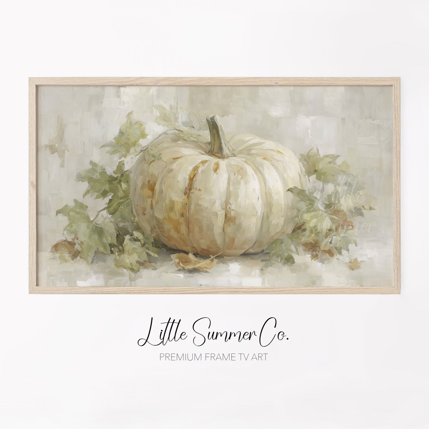 Ivory White Pumpkin Frame TV Art displayed on a TV