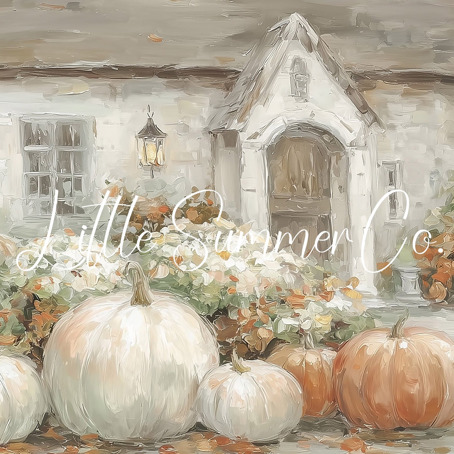 Cottage Garden Pumpkins Frame TV Art displayed on a TV