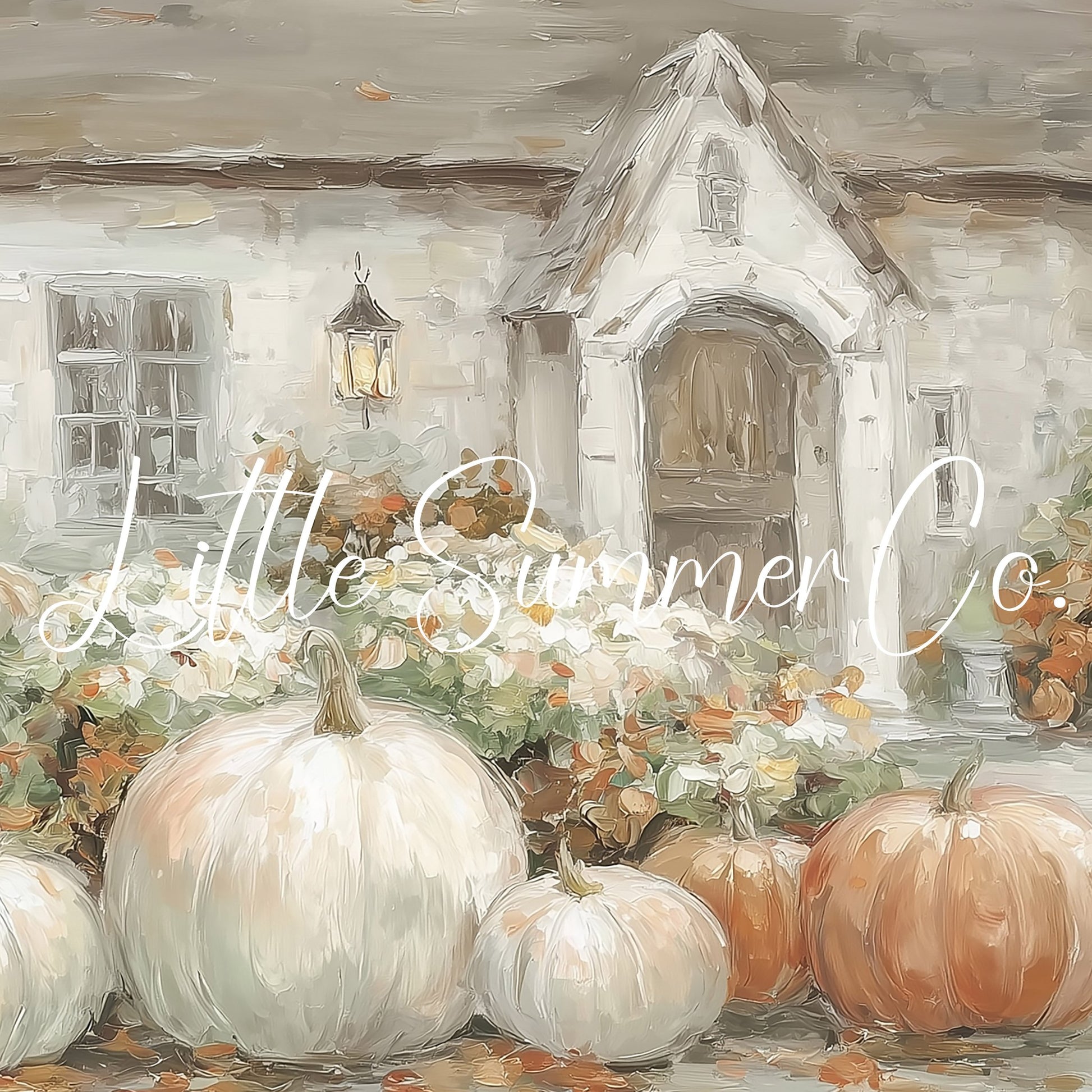 Cottage Garden Pumpkins Frame TV Art displayed on a TV