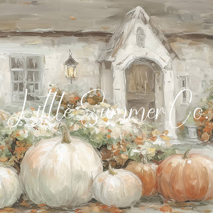 Cottage Garden Pumpkins Frame TV Art displayed on a TV