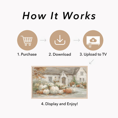 Cottage Garden Pumpkins Frame TV Art displayed on a TV