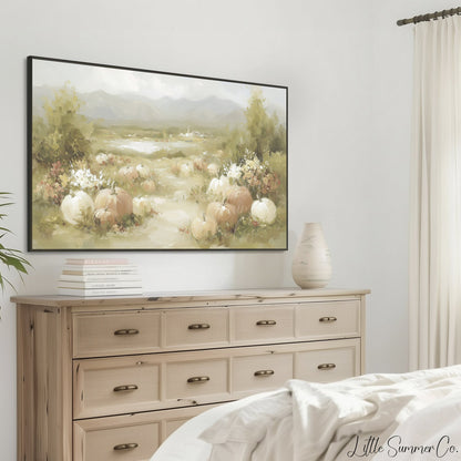 Countryside Pumpkins Frame TV Art displayed on a TV