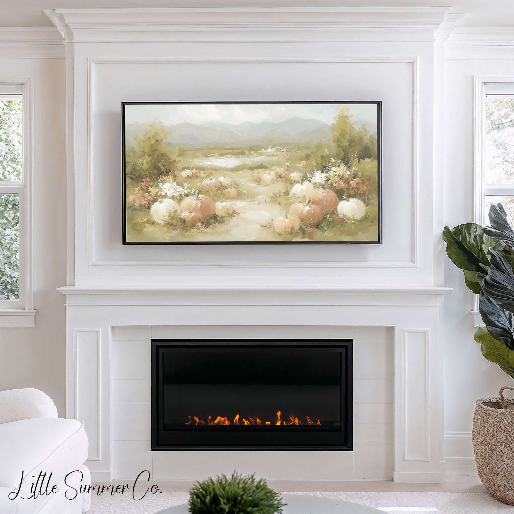 Countryside Pumpkins Frame TV Art displayed on a TV