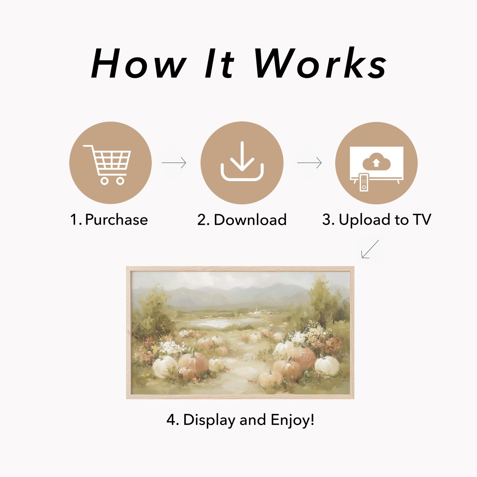Countryside Pumpkins Frame TV Art displayed on a TV