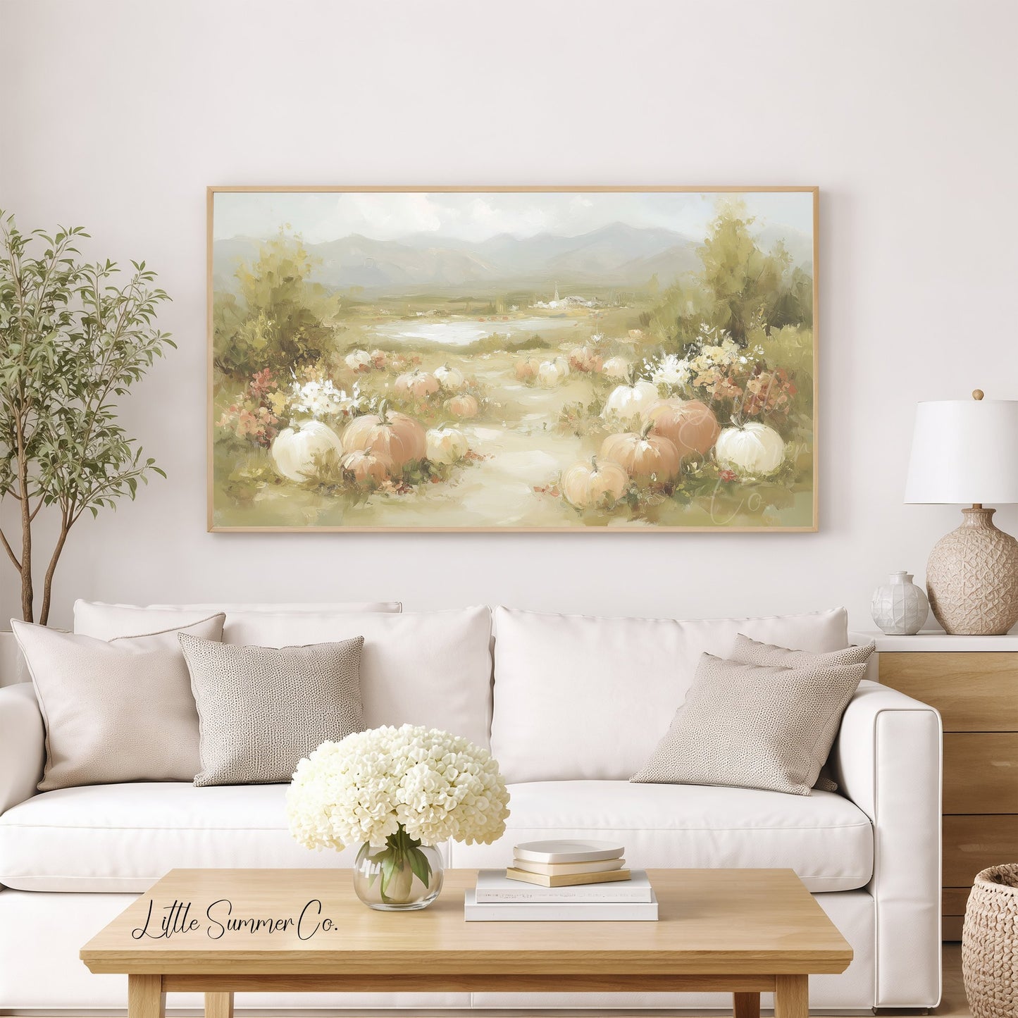 Countryside Pumpkins Frame TV Art displayed on a TV