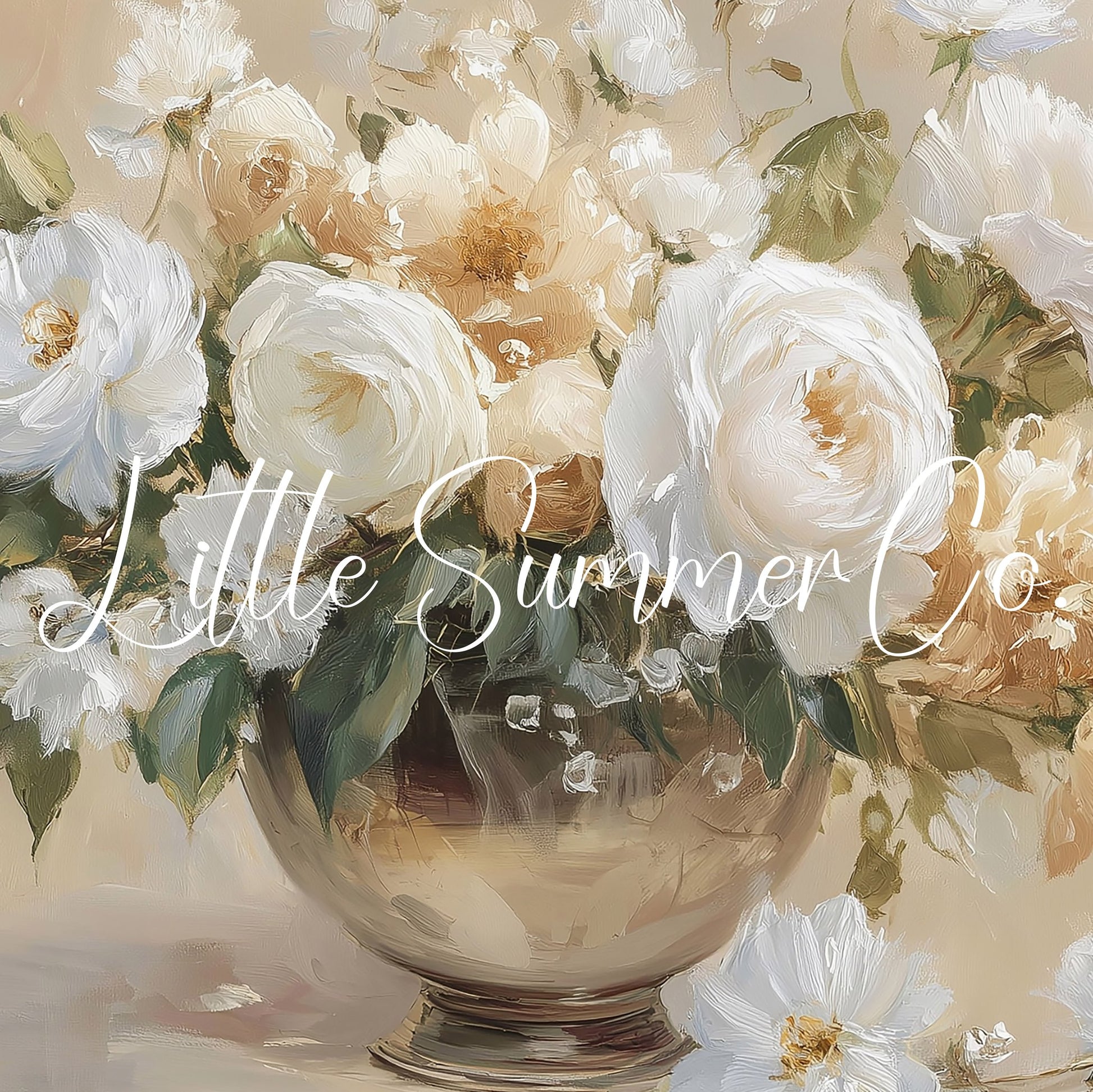 White Flower Bouquet Frame TV Art displayed on a TV