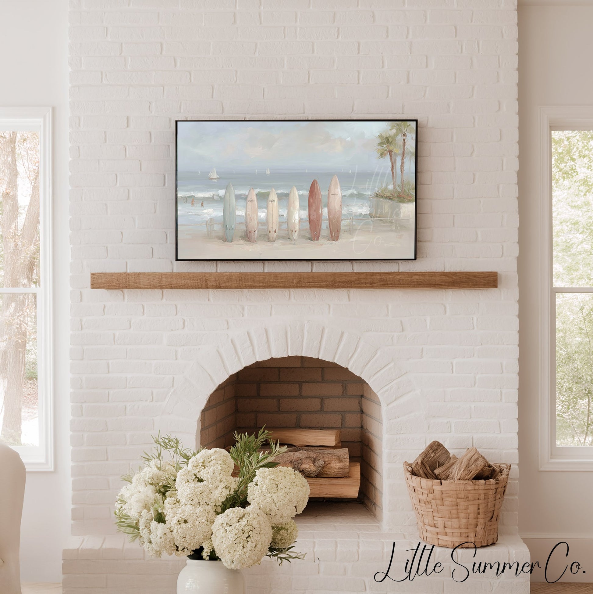 Beach Surfboards Frame TV Art displayed on a TV
