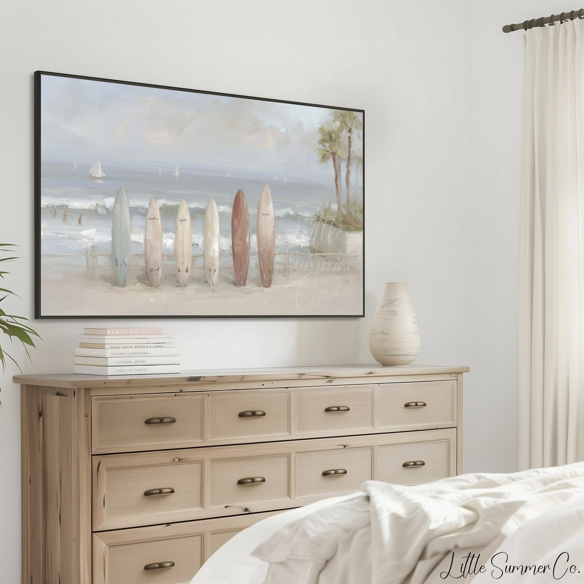 Beach Surfboards Frame TV Art displayed on a TV