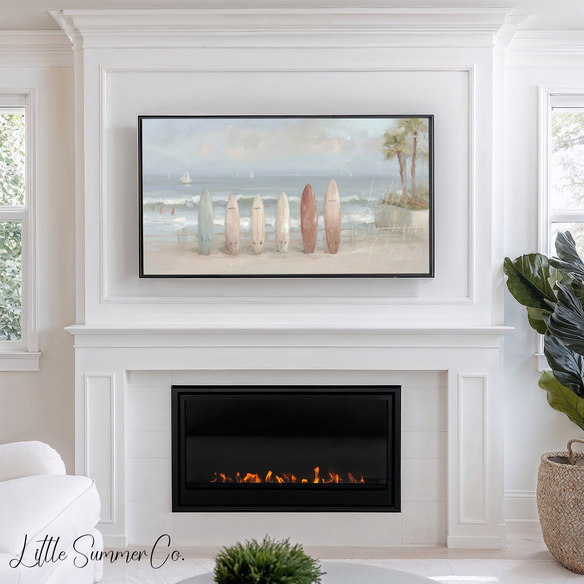 Beach Surfboards Frame TV Art displayed on a TV