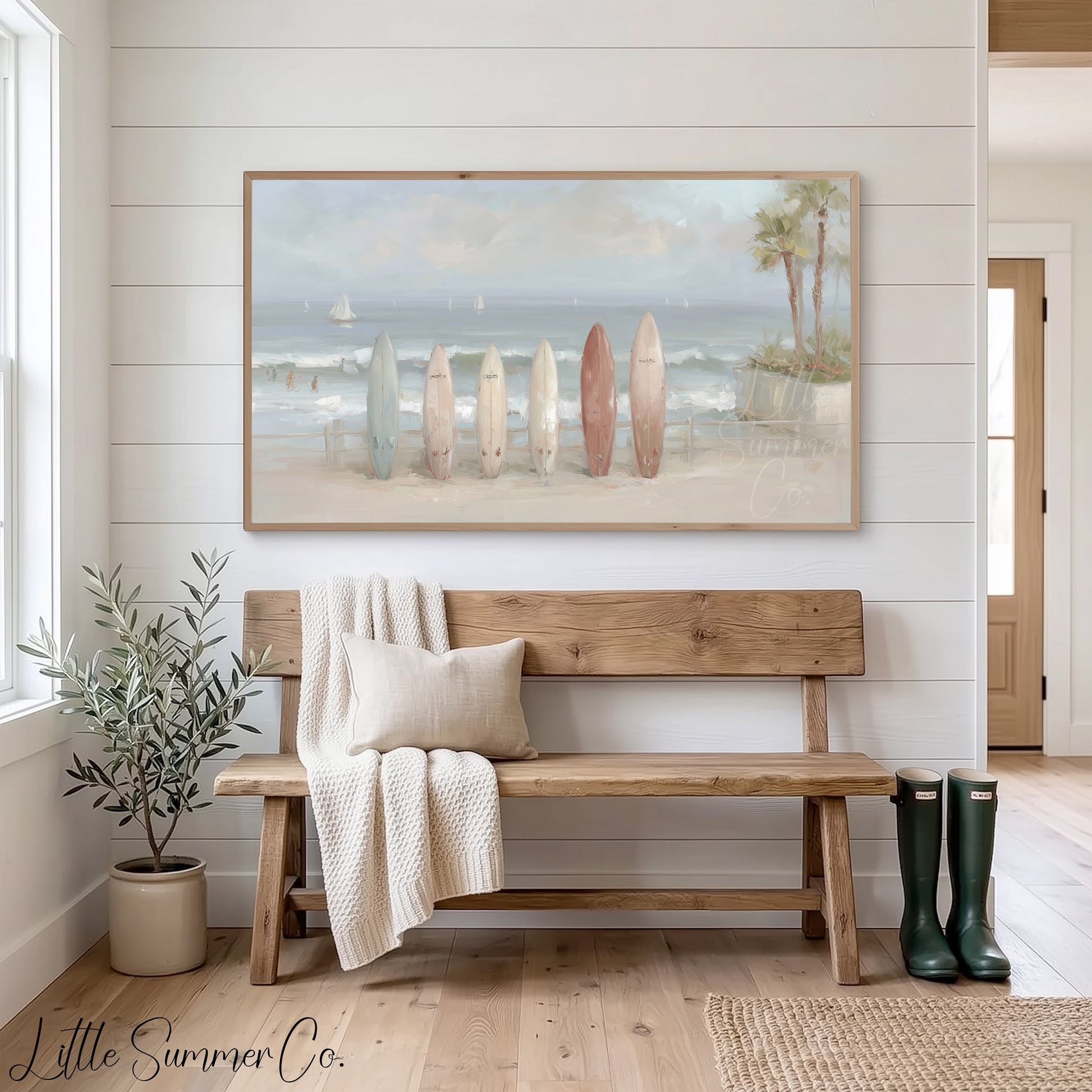 Beach Surfboards Frame TV Art displayed on a TV