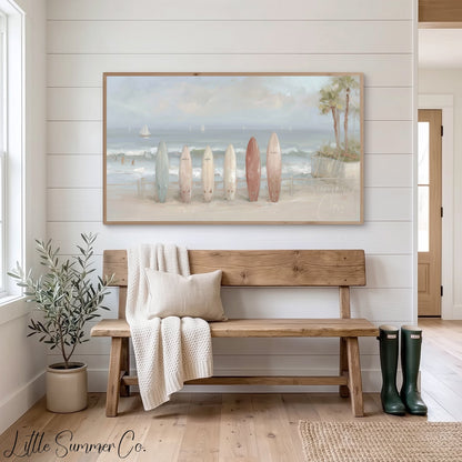 Beach Surfboards Frame TV Art displayed on a TV