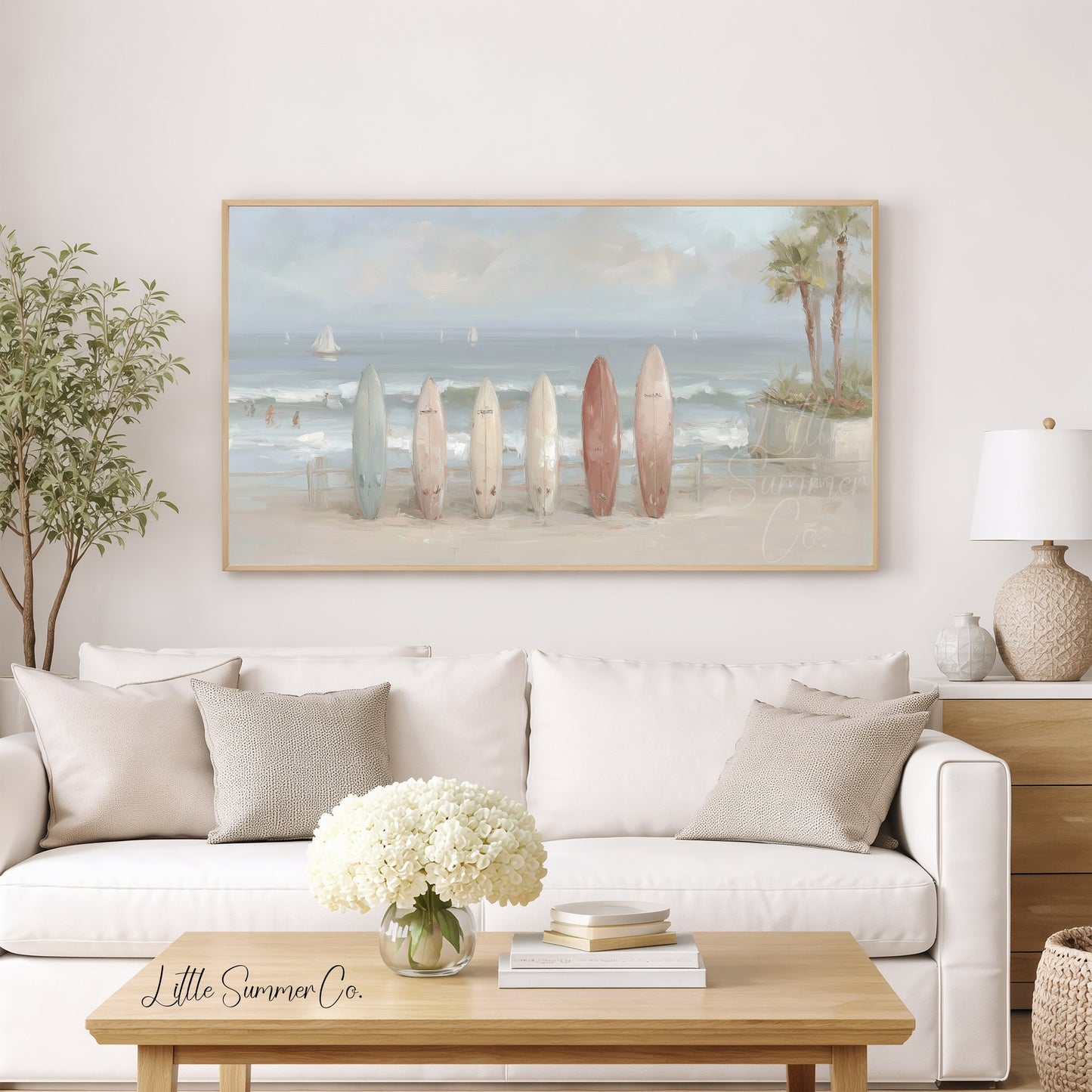Beach Surfboards Frame TV Art displayed on a TV