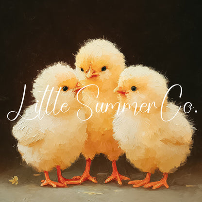Huddled Baby Chicks Frame TV Art displayed on a TV
