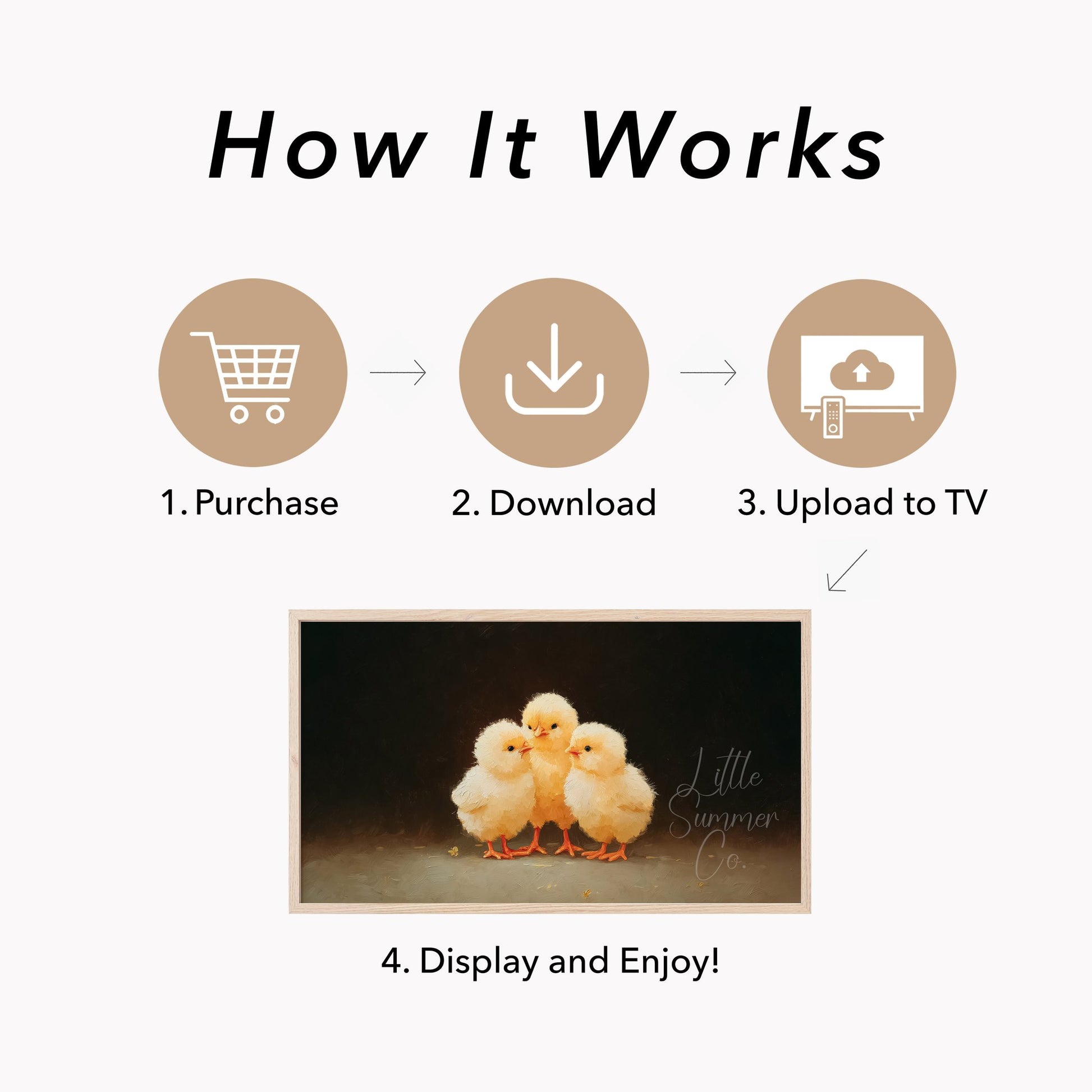 Huddled Baby Chicks Frame TV Art displayed on a TV