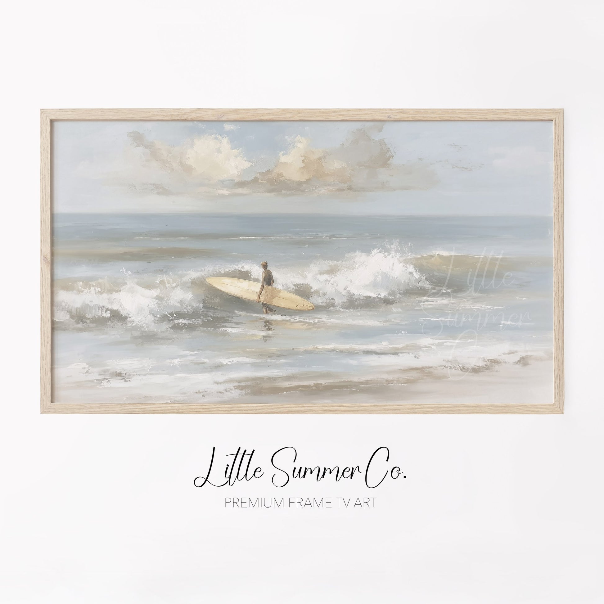 Surfer With Board Frame TV Art displayed on a TV