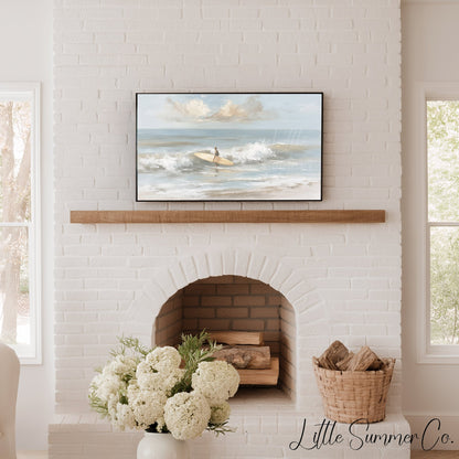 Surfer With Board Frame TV Art displayed on a TV