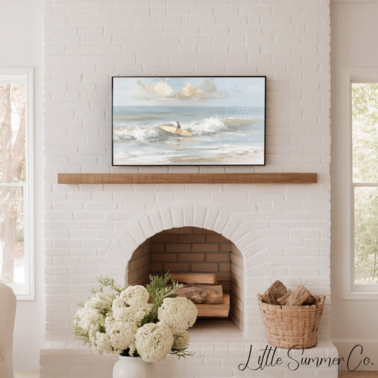 Surfer With Board Frame TV Art displayed on a TV