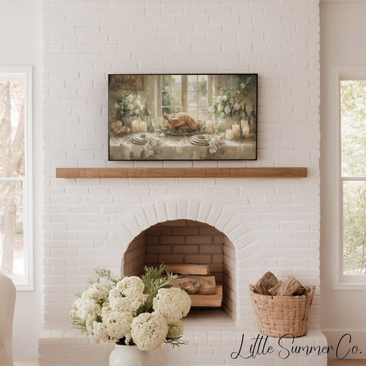 Turkey Dinner Table Frame TV Art displayed on a TV