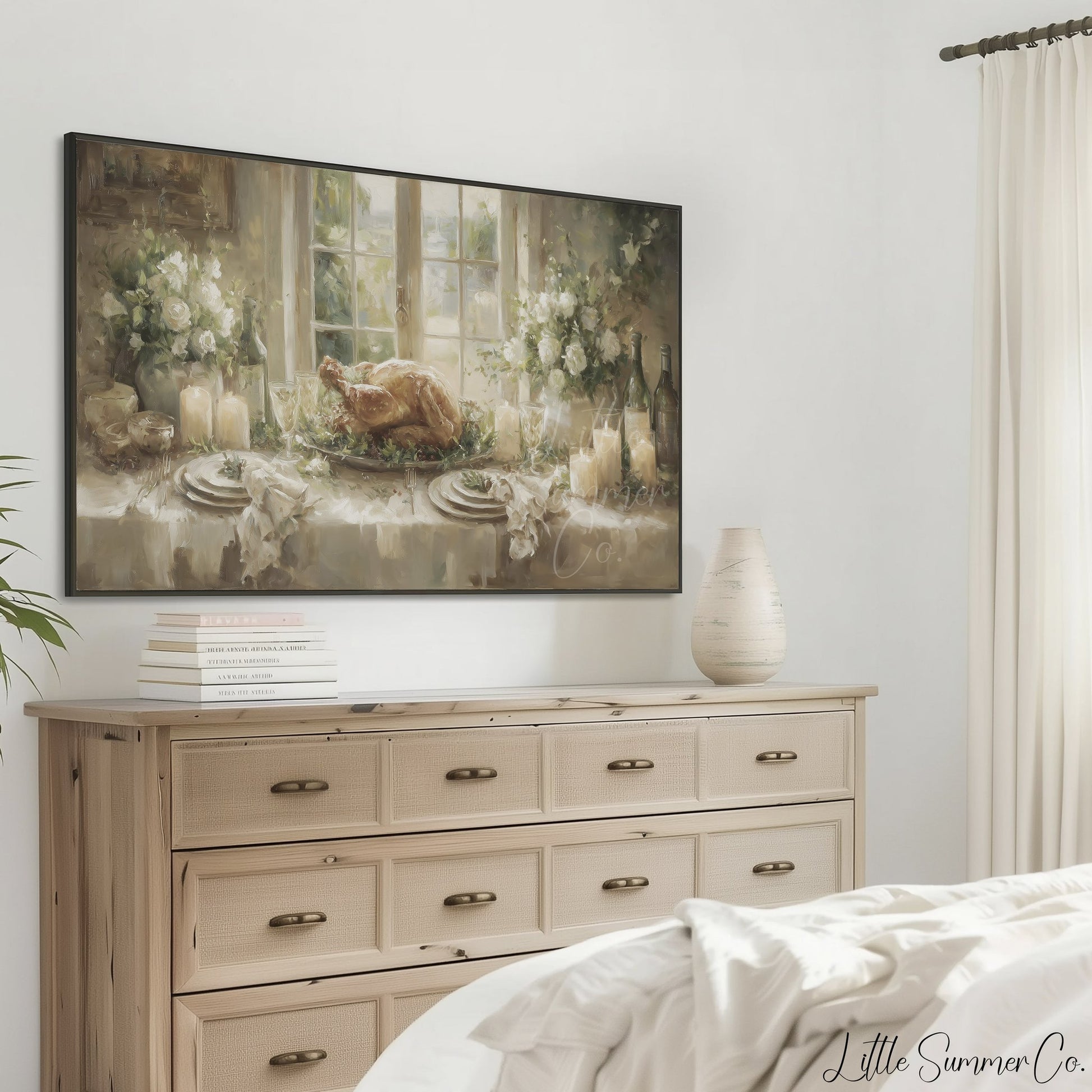 Turkey Dinner Table Frame TV Art displayed on a TV
