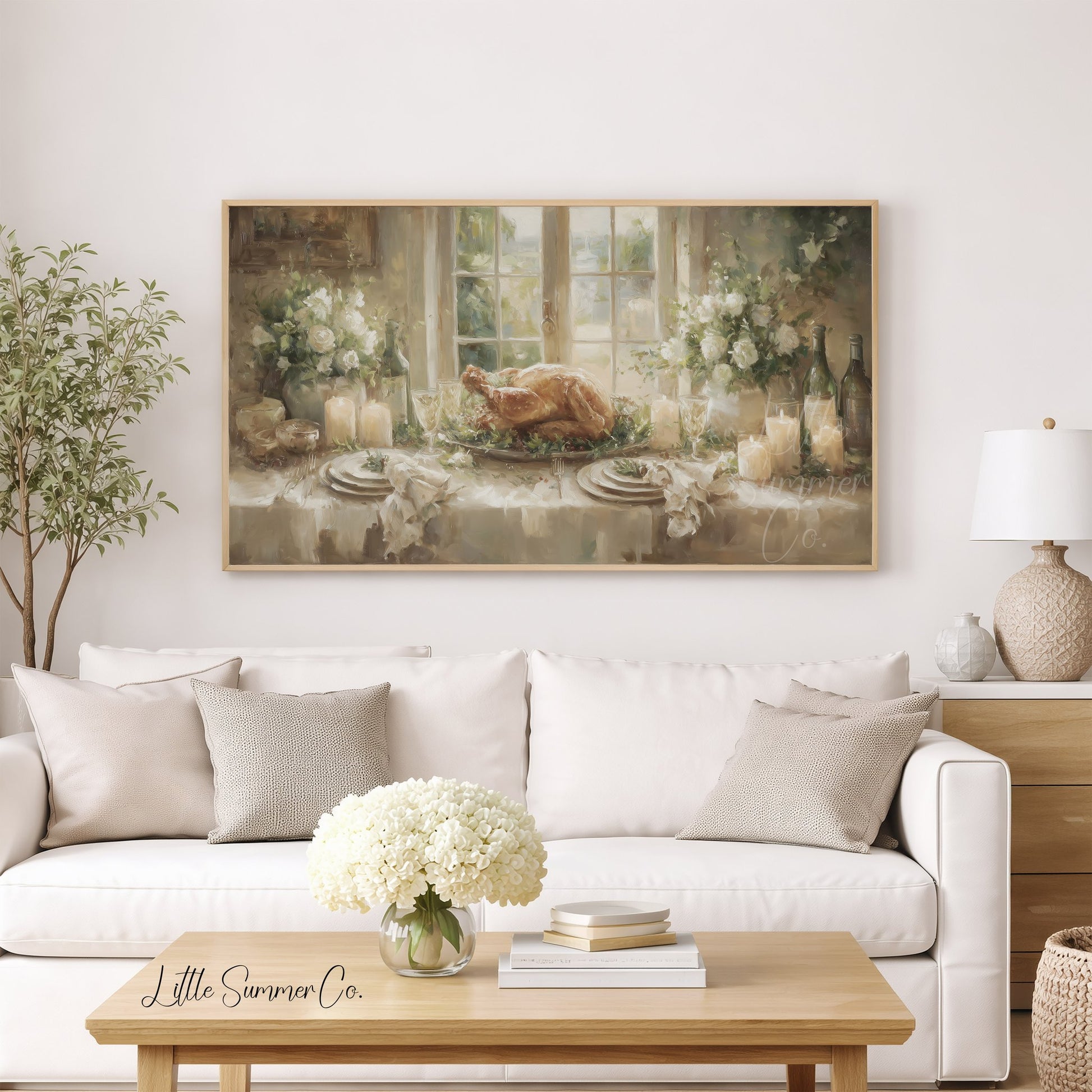 Turkey Dinner Table Frame TV Art displayed on a TV