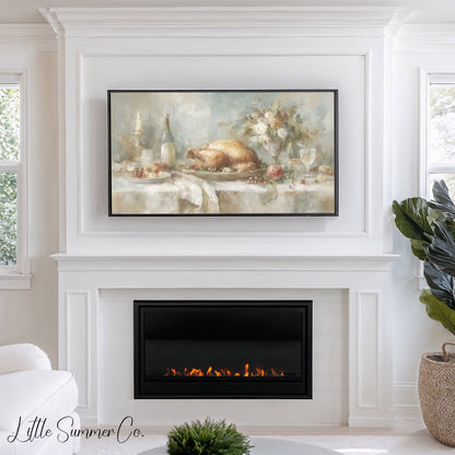 Roast Turkey Table Frame TV Art displayed on a TV