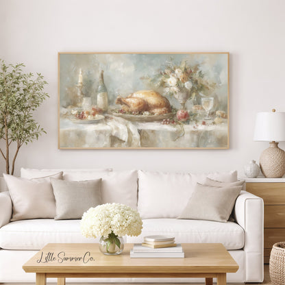 Roast Turkey Table Frame TV Art displayed on a TV