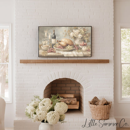 Turkey And Grapes Frame TV Art displayed on a TV
