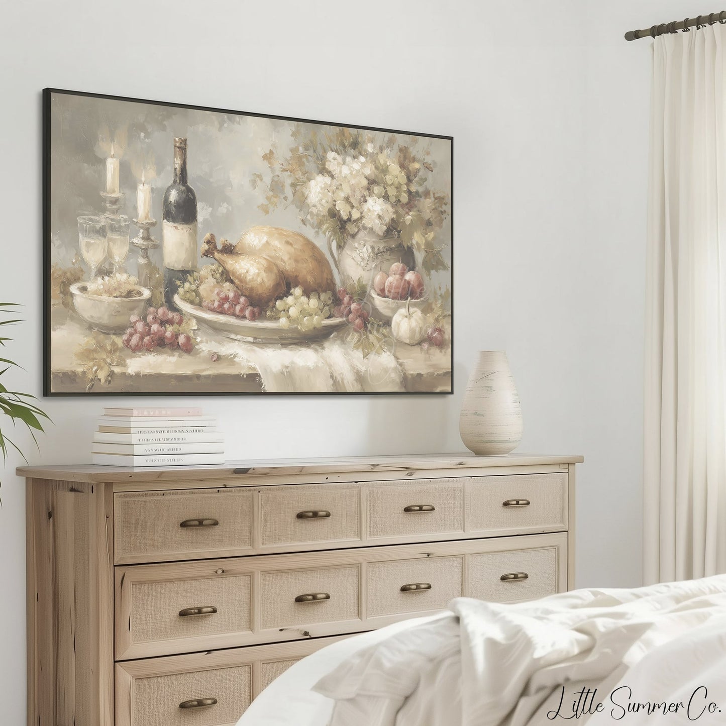 Turkey And Grapes Frame TV Art displayed on a TV