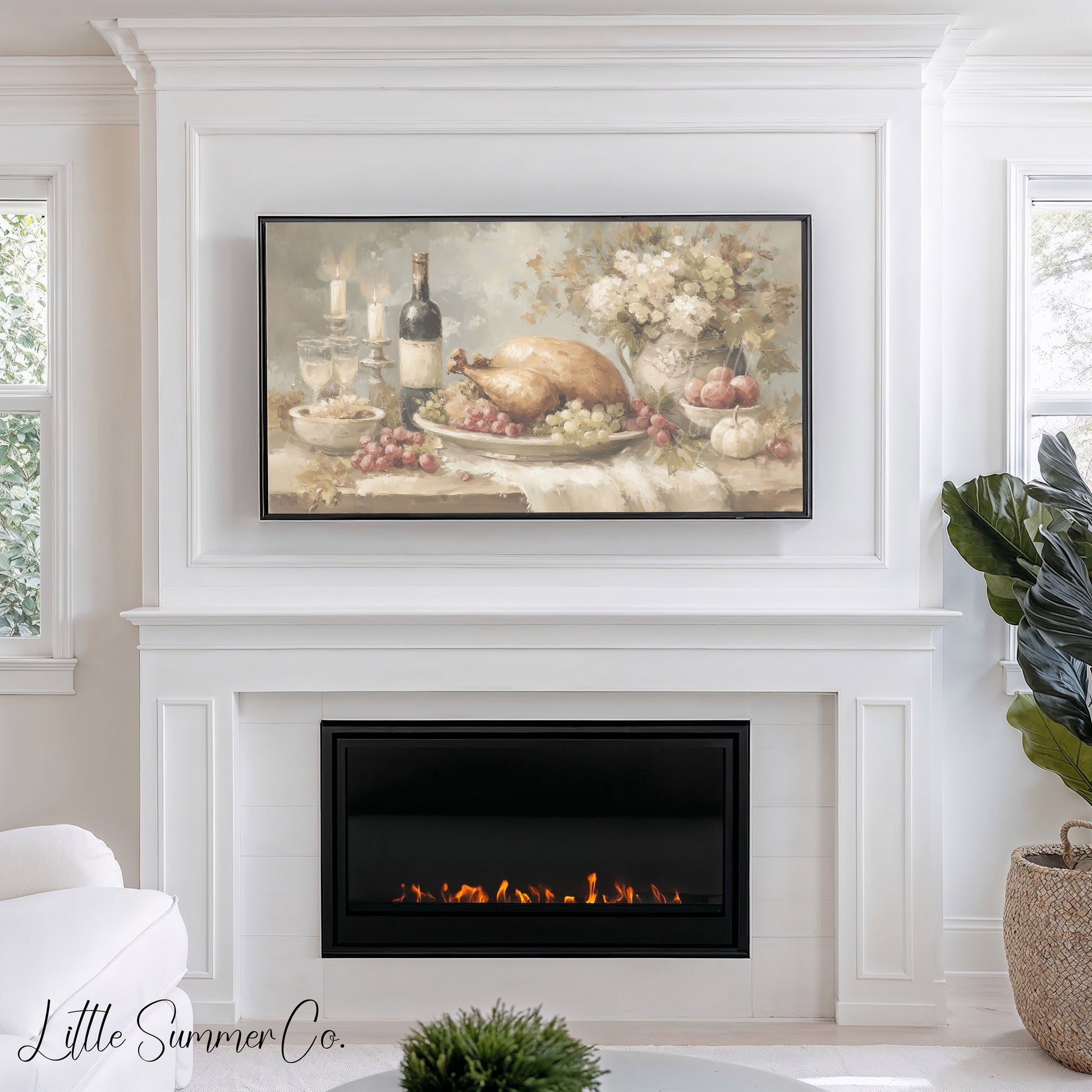 Turkey And Grapes Frame TV Art displayed on a TV