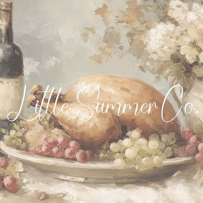 Turkey And Grapes Frame TV Art displayed on a TV
