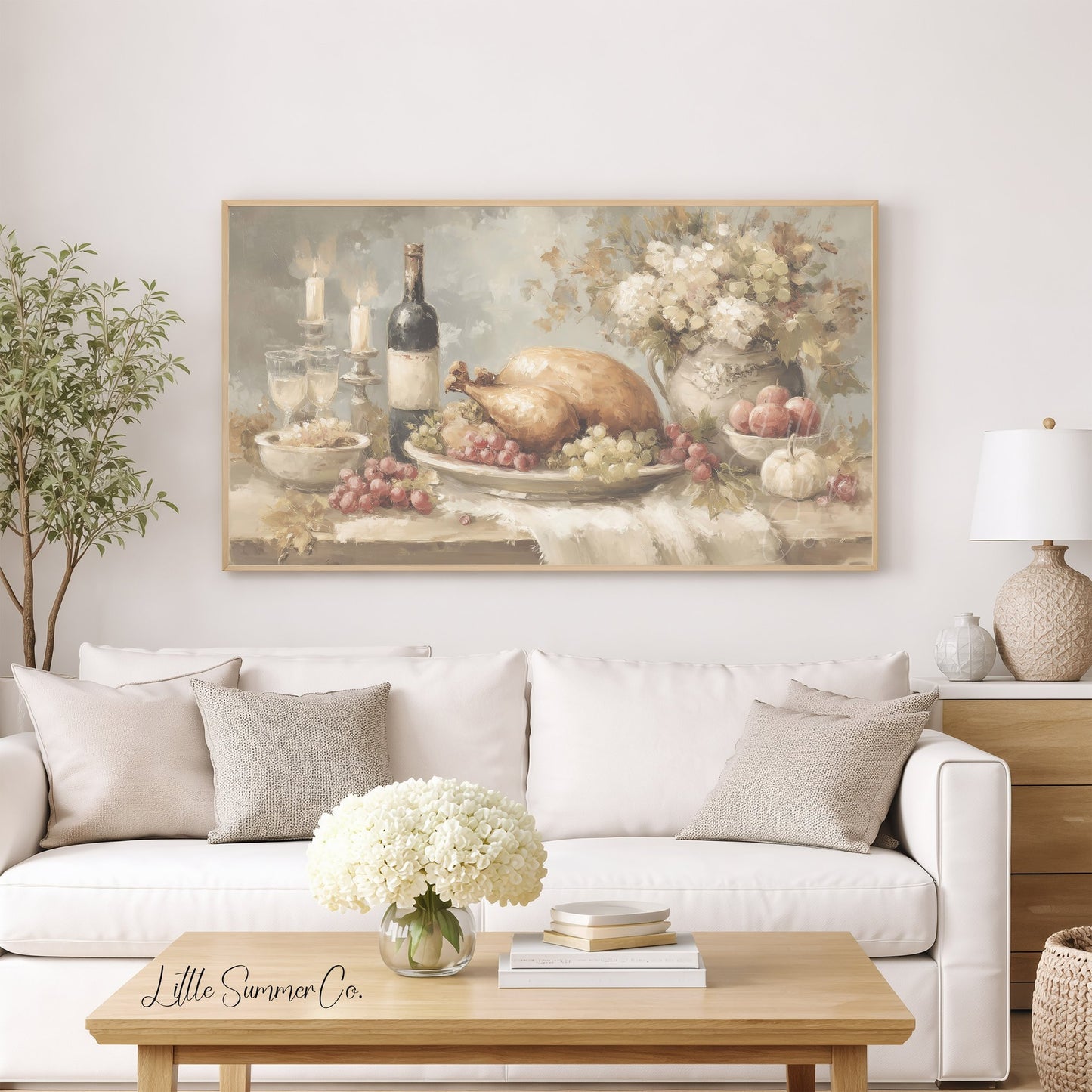 Turkey And Grapes Frame TV Art displayed on a TV