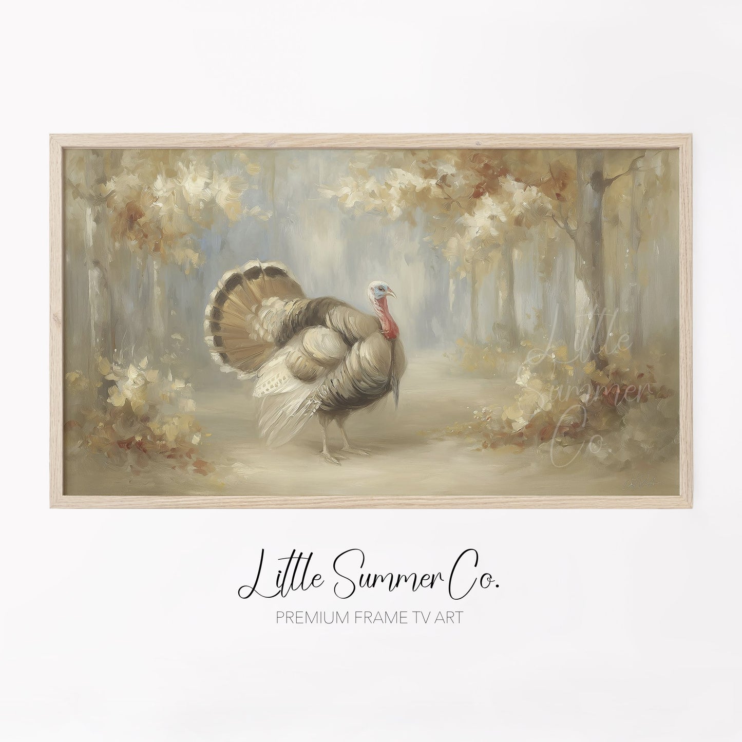 Majestic Turkey Autumn Forest Frame TV Art displayed on a TV