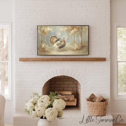 Majestic Turkey Autumn Forest Frame TV Art displayed on a TV