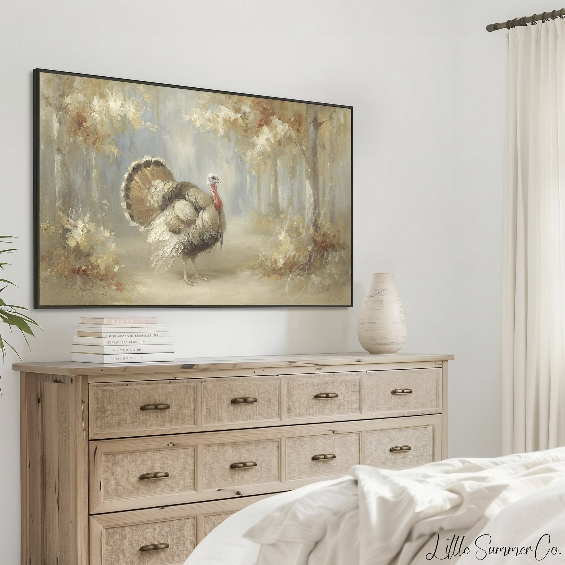 Majestic Turkey Autumn Forest Frame TV Art displayed on a TV
