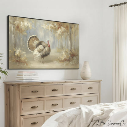 Majestic Turkey Autumn Forest Frame TV Art displayed on a TV