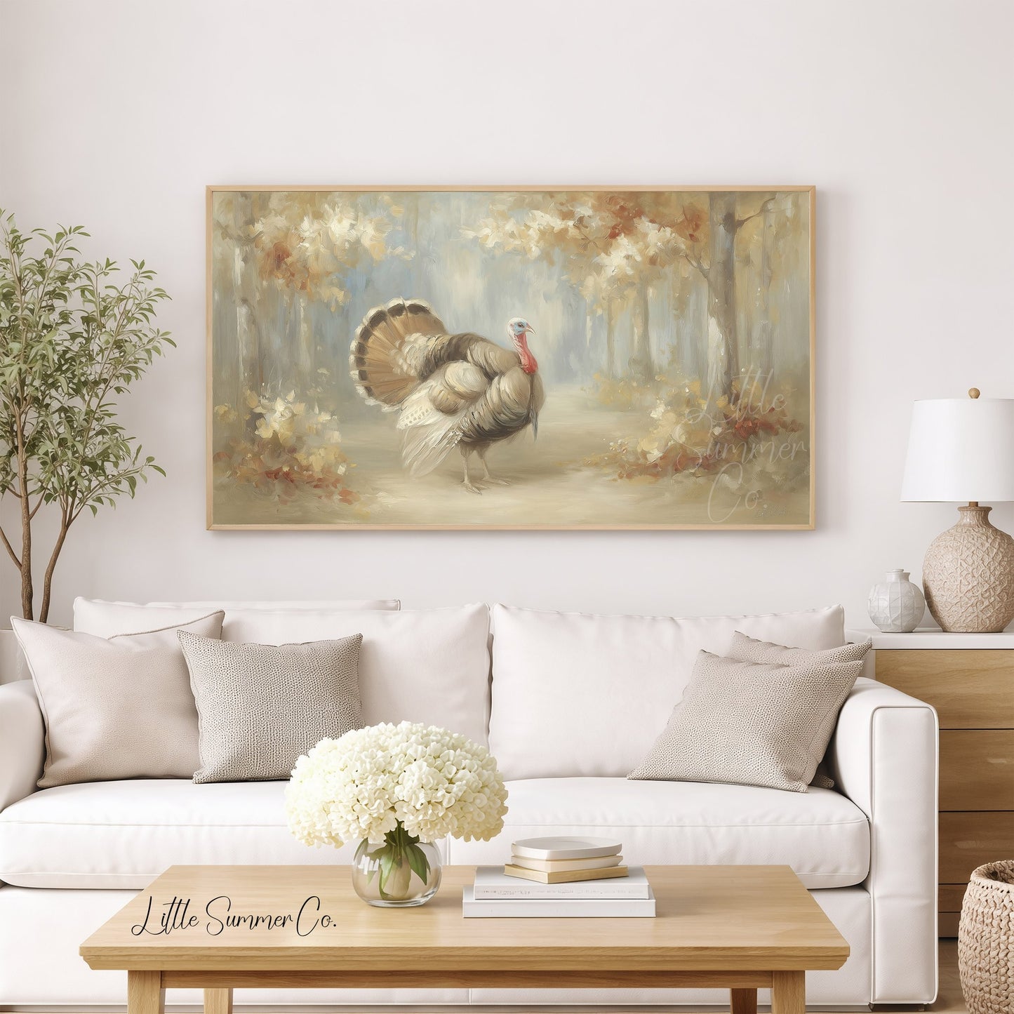 Majestic Turkey Autumn Forest Frame TV Art displayed on a TV