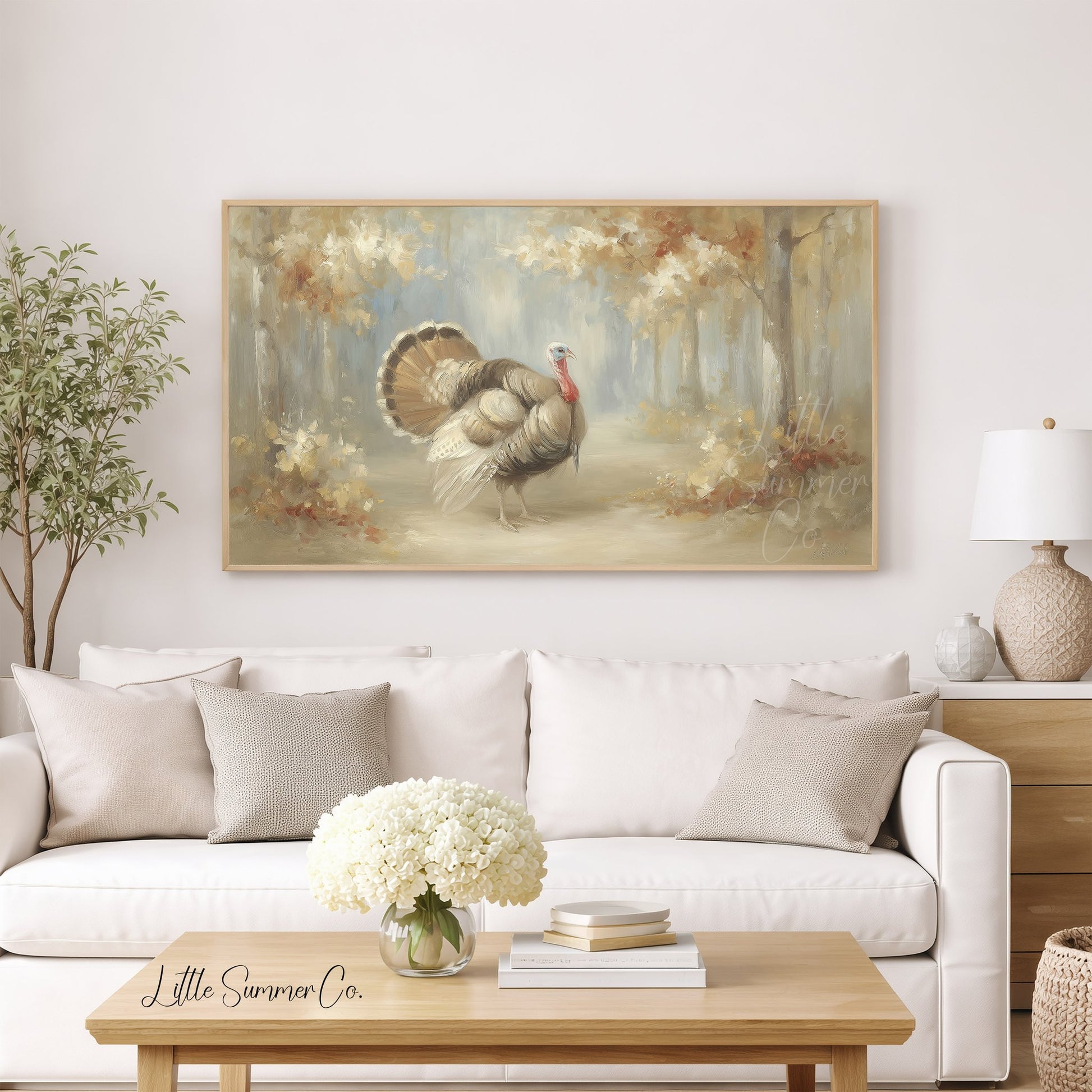 Majestic Turkey Autumn Forest Frame TV Art displayed on a TV