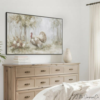 Woodland Turkey Frame TV Art displayed on a TV