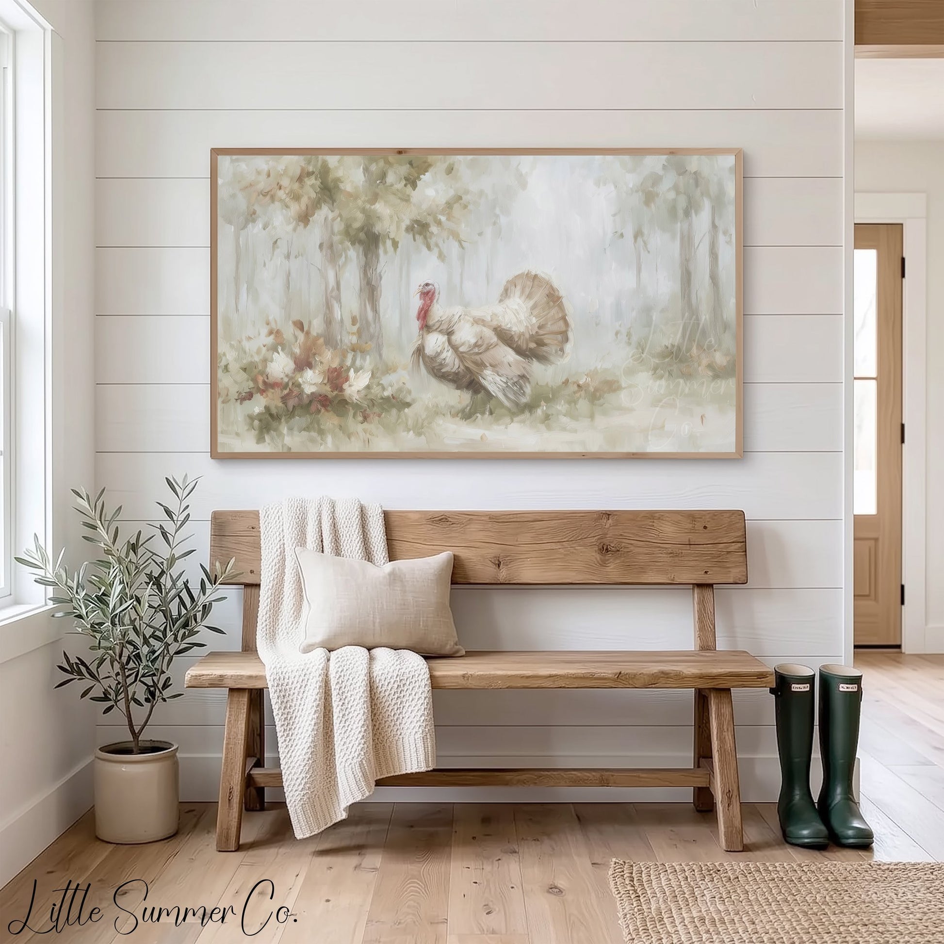 Woodland Turkey Frame TV Art displayed on a TV